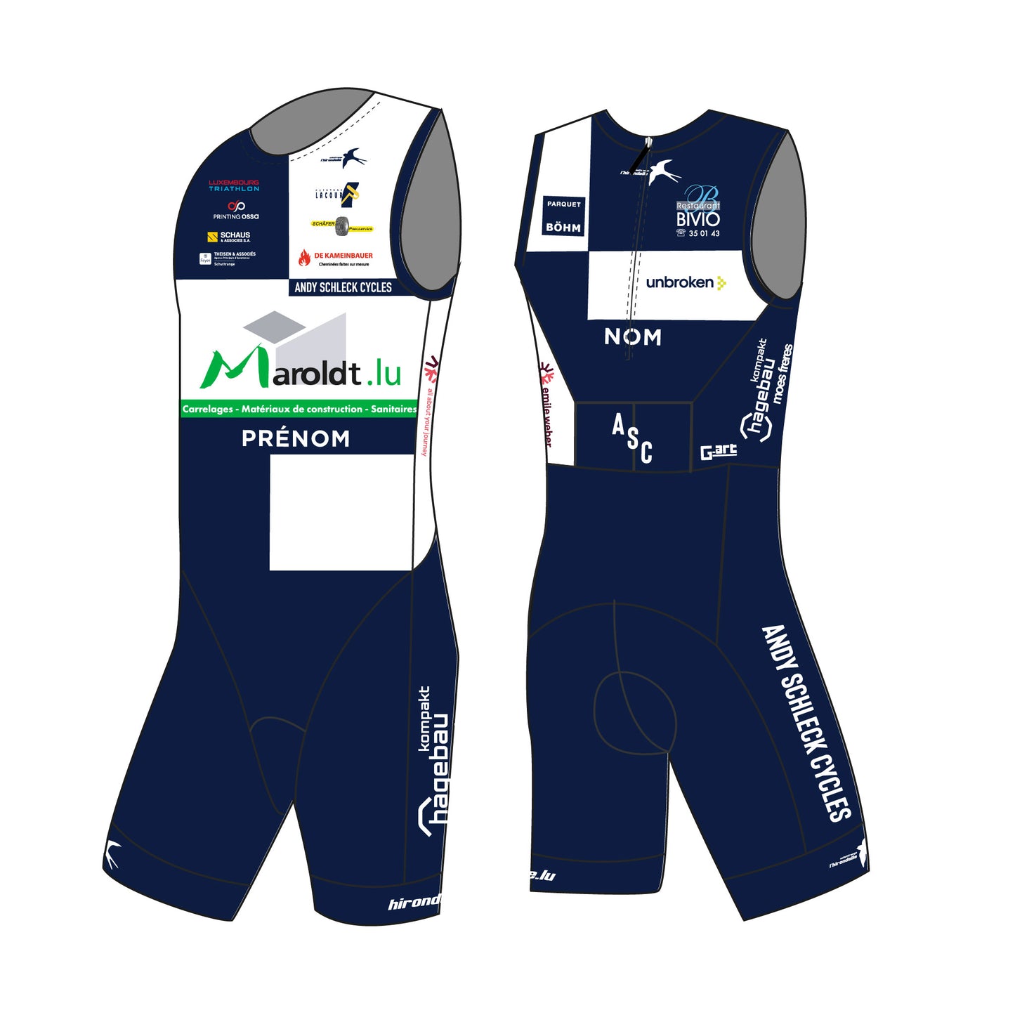 Combinaison triathlon sans manches -Hommes 2262- Hirondelle