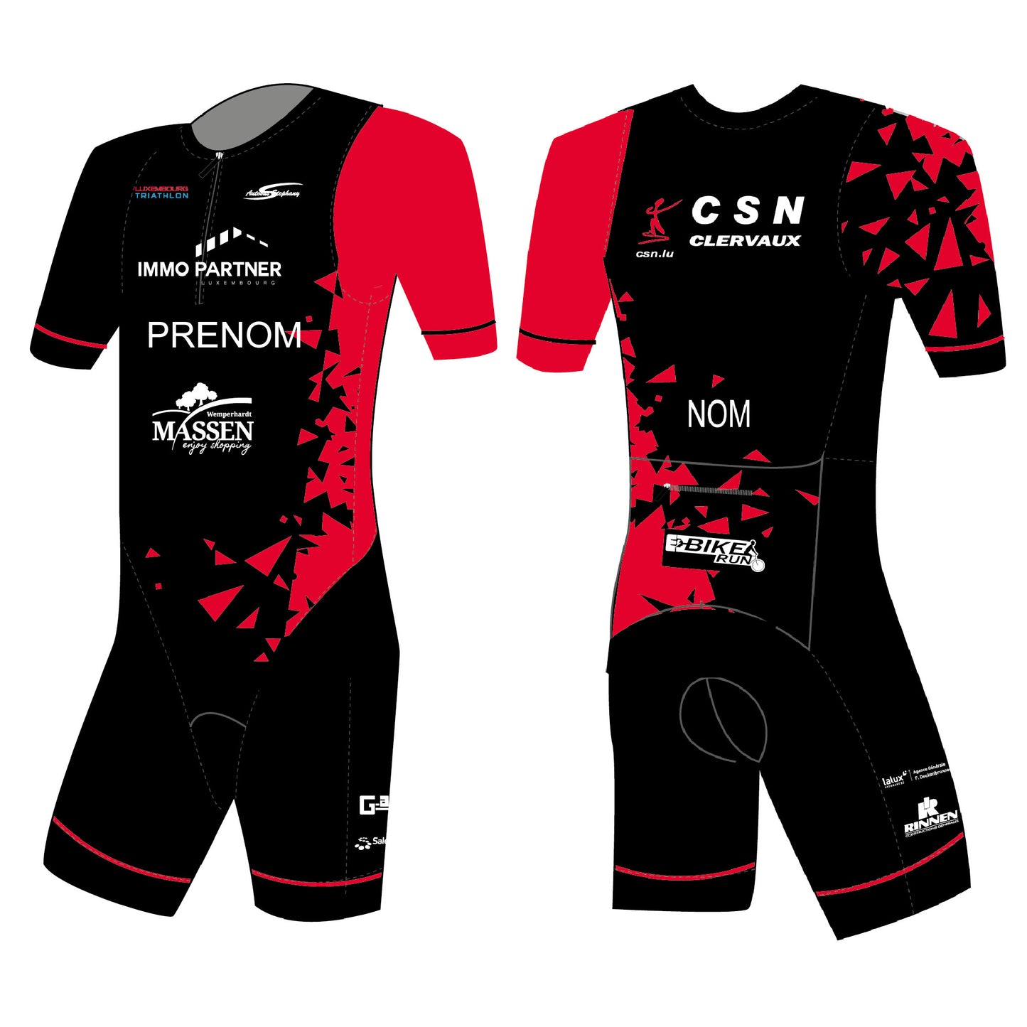 Combinaison triathlon manches courtes -Enfants Unisex 2117- CSN Loisir