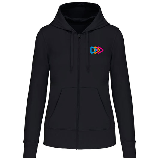 Sweat-shirt écoresponsable zippé - Femmes - TRIPLAY (K4031-noir-broderie)