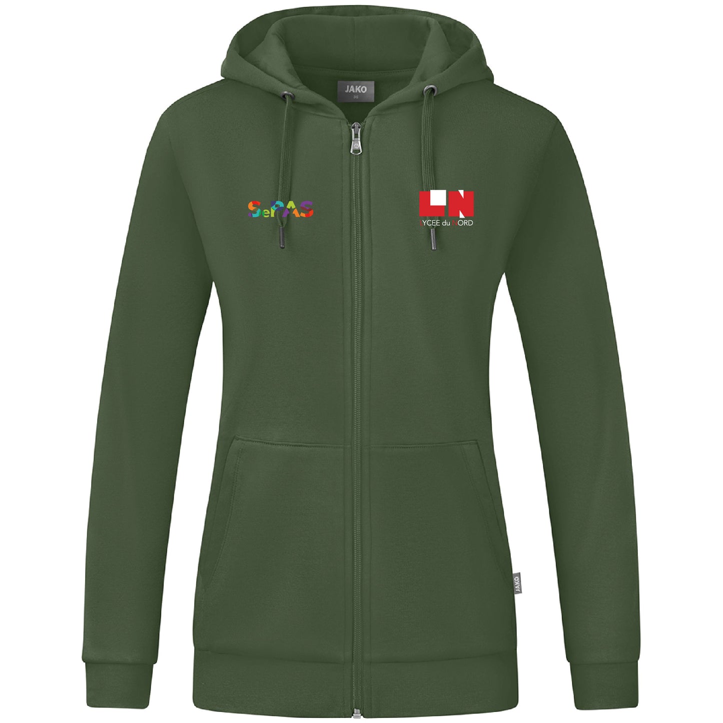 JAKO Veste à capuche Organic - Femmes - Logo LN&SePAS (Broderie-C6820)