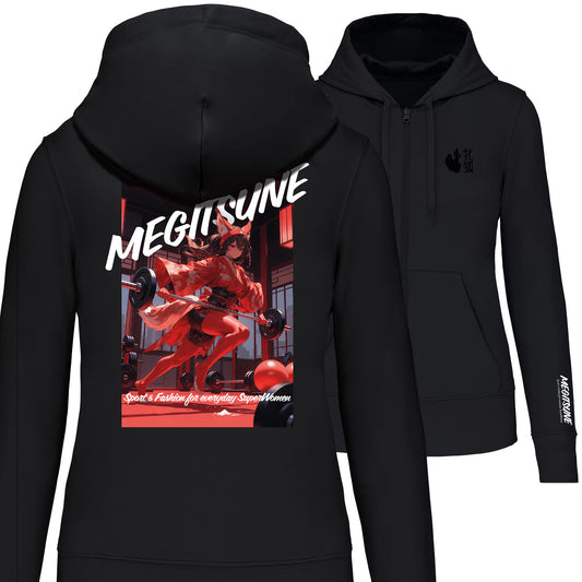 Sweat-shirt écoresponsable zippé à capuche -Unisexe- Megitsune (K4008-noir)